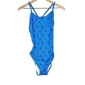 Jade Swim spiderweb blue one piece bathing suit swim suit size 36